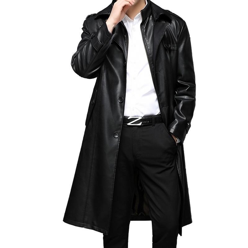 革ジャン メンズ レザージャケット ロング丈 大きいサイズ ライダース バイク 裏ボア 裏起毛 防風 防寒 暖かい 秋冬 重ね着風 かっこいい おしゃれ PUレザー【カラー】ブラック【素材】合成皮革【